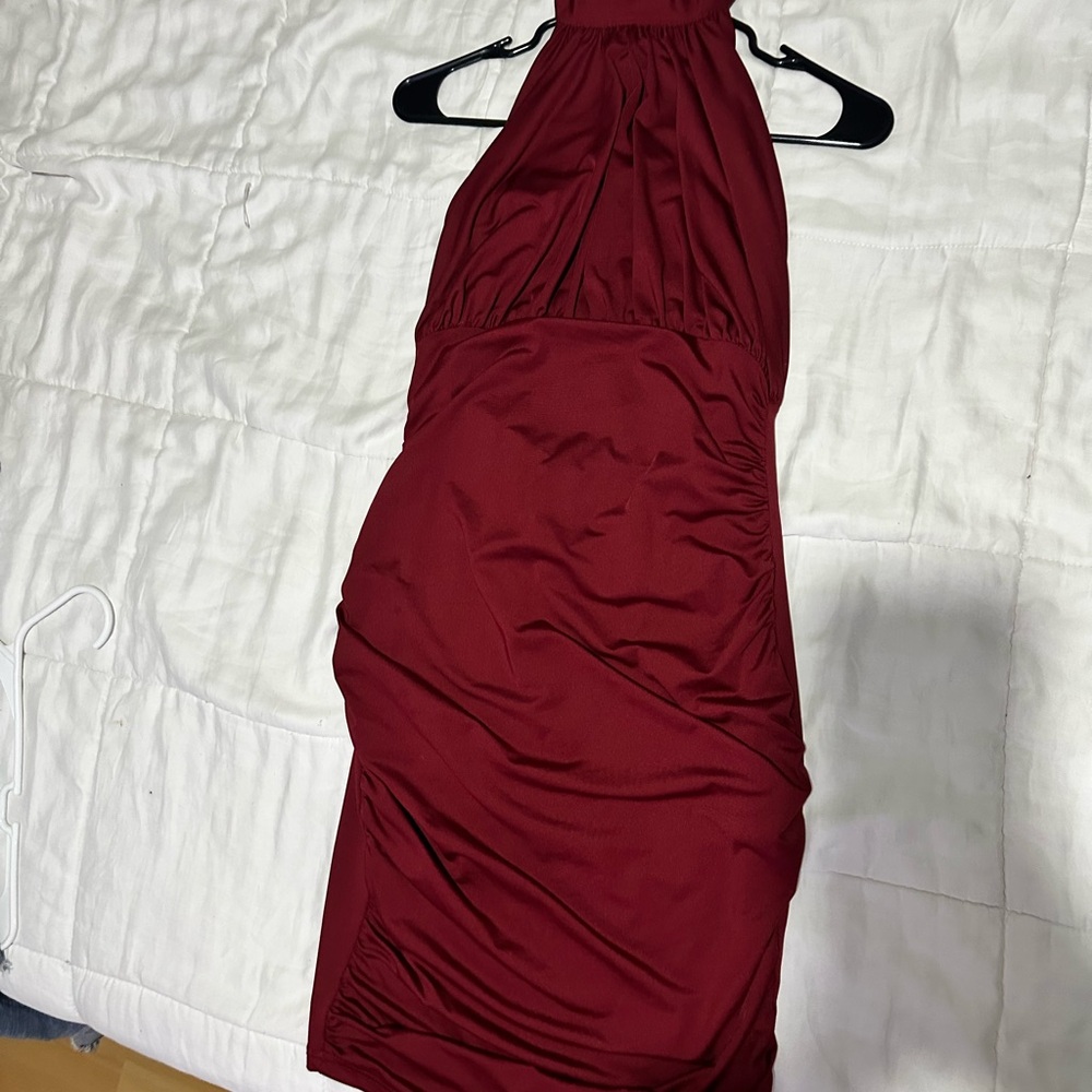 CBR Chic Backless Burgundy Dress